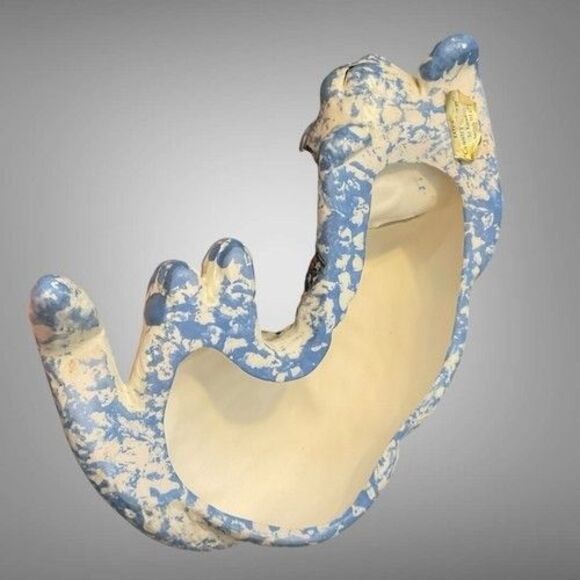 Katy's Country Charm by Karen Blue/White Shelf Sitting Chintz Ceramic Cat 9"X4" - Picture 4 of 12